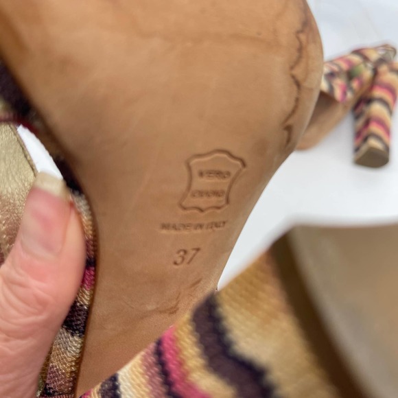 Missoni Multicolored Platform Heels Sandals Slingback Size 37 - Picture 7 of 9